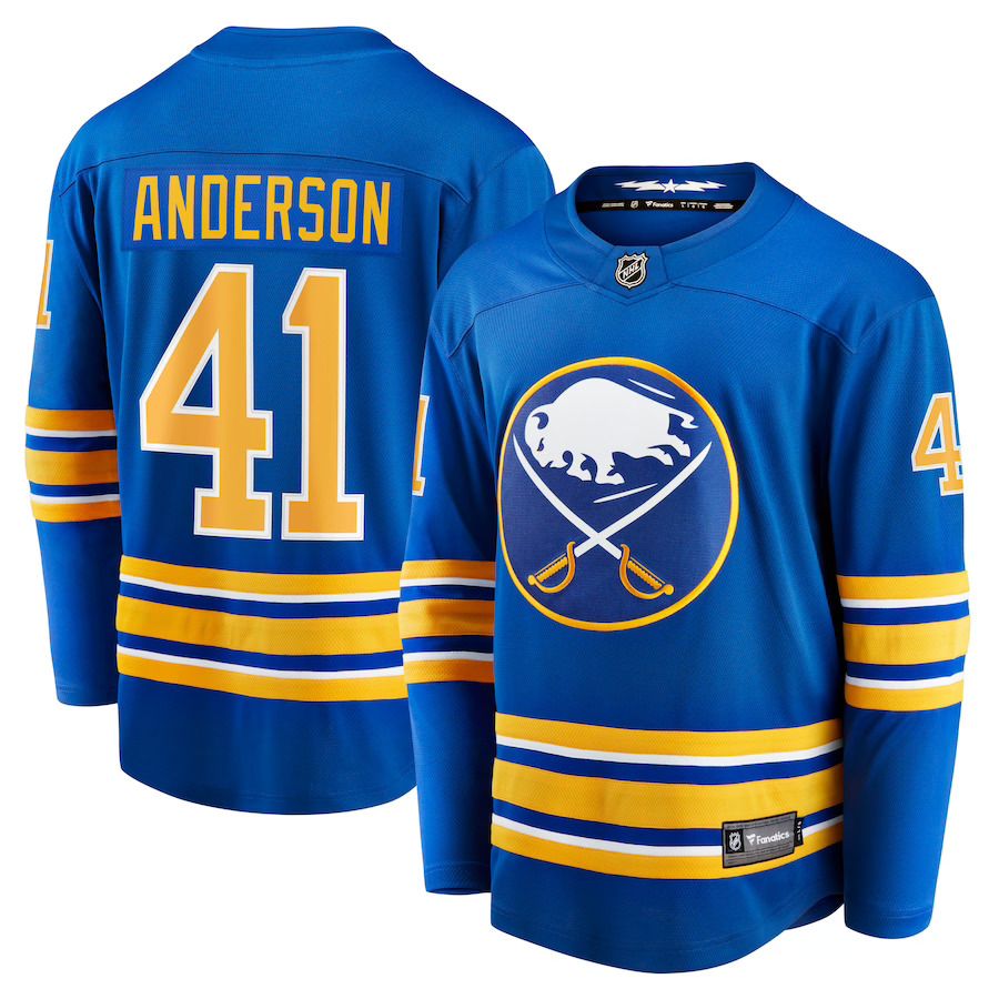 Men Buffalo Sabres 41 Craig Anderson Fanatics Branded Royal Home Breakaway Player NHL Jersey